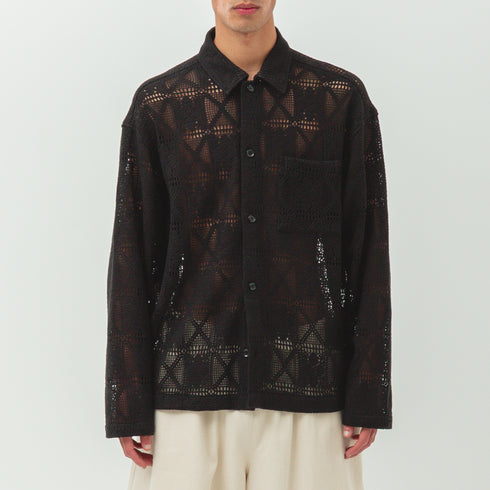 Merely Made Flower Knitting Lazy Overshirket Black 25SML284SK-1 24824921 Fit Front Degli Uberti